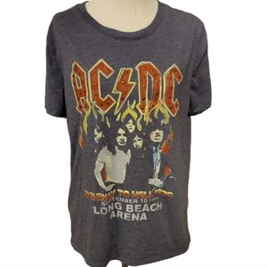 AC/DC Inspired Graphic Tee - Charcoal with Fiery Accents Luckey Brand Size L